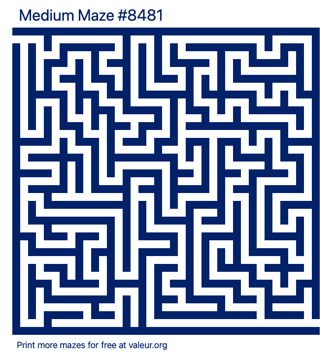 Free Printable Medium Maze number 8481