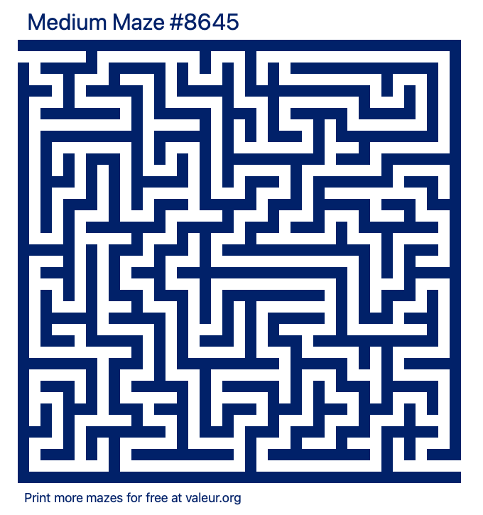 Free Printable Medium Maze number 8645