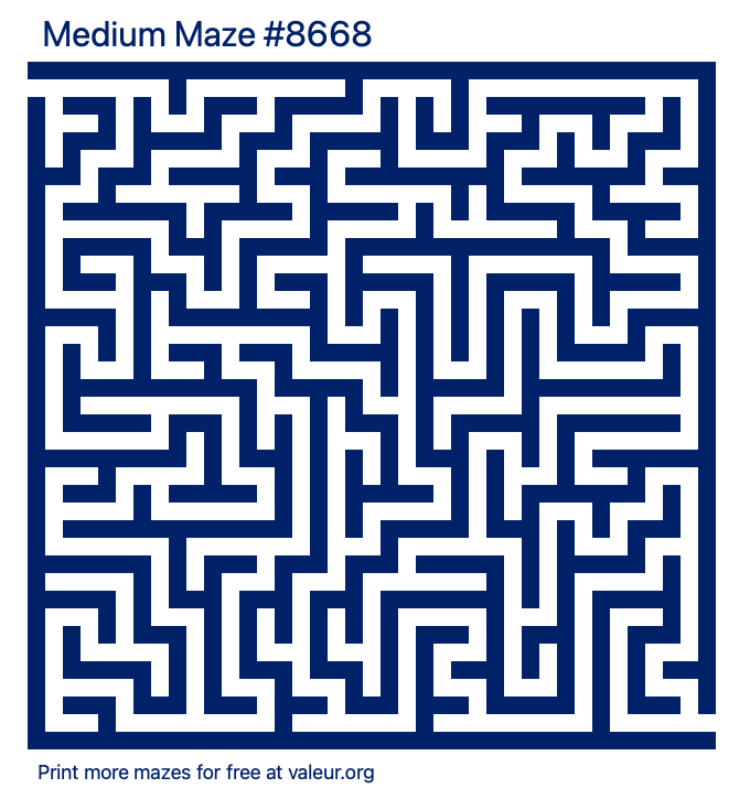 Free Printable Medium Maze number 8668