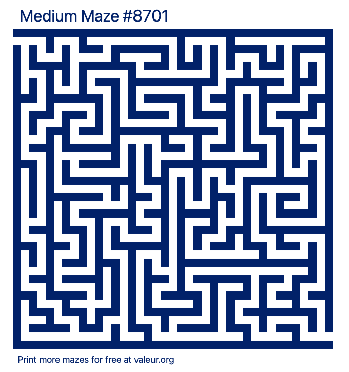 Free Printable Medium Maze number 8701