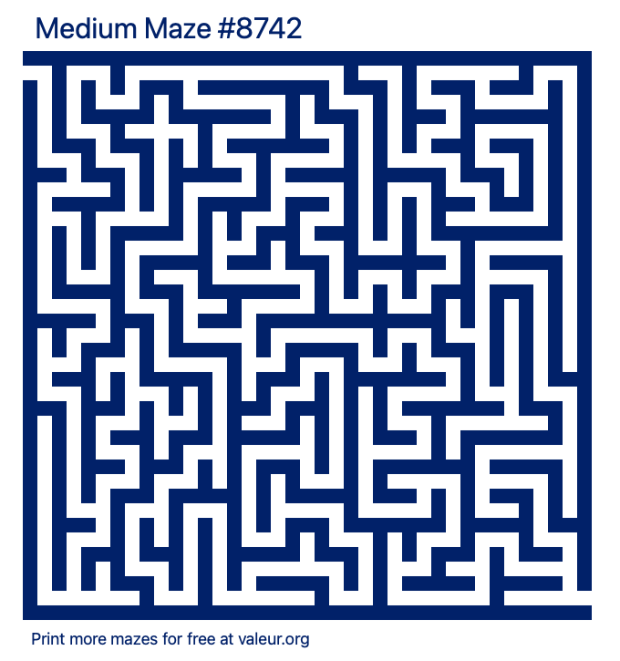 Free Printable Medium Maze number 8742