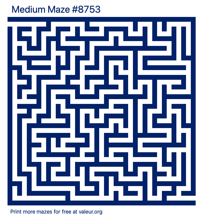 Free Printable Medium Maze number 8753