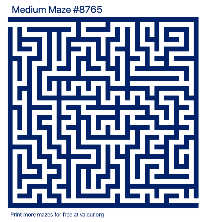 Free Printable Medium Maze number 8765