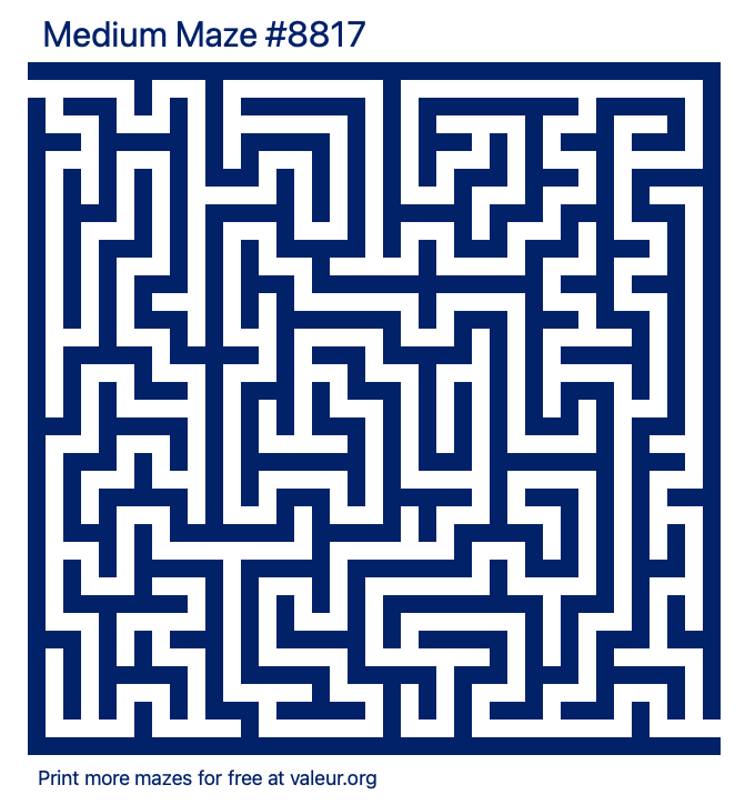 Free Printable Medium Maze number 8817
