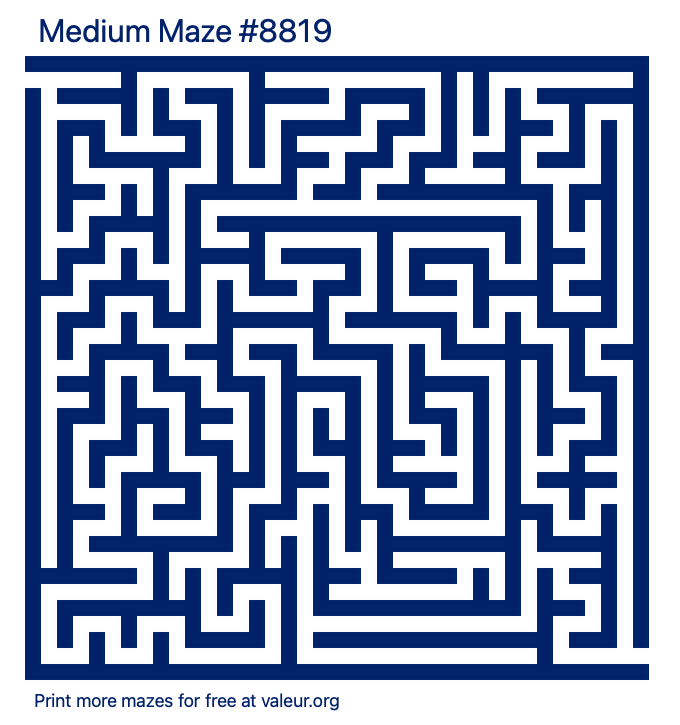 Free Printable Medium Maze number 8819