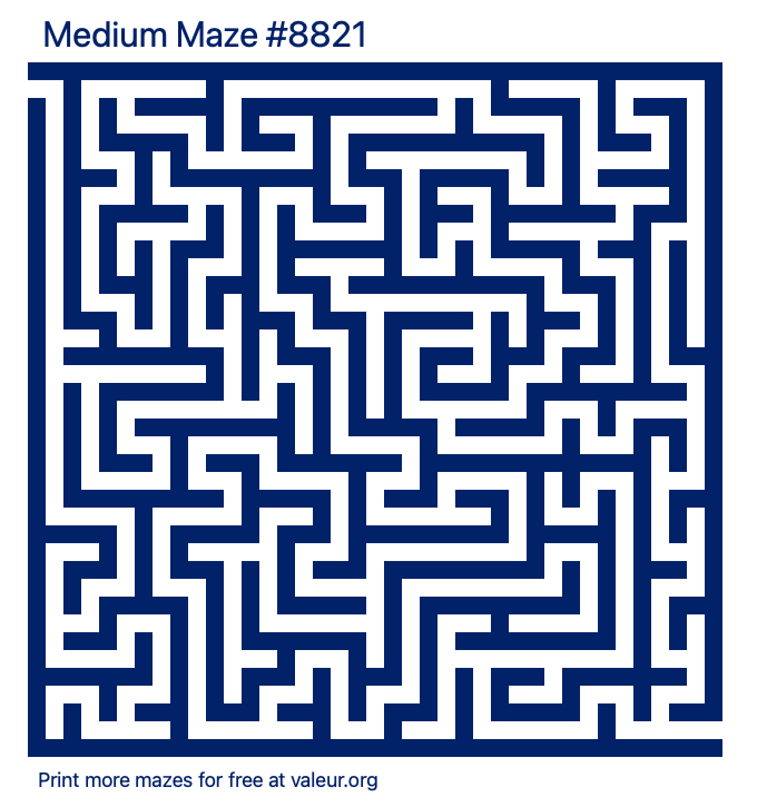 Free Printable Medium Maze number 8821