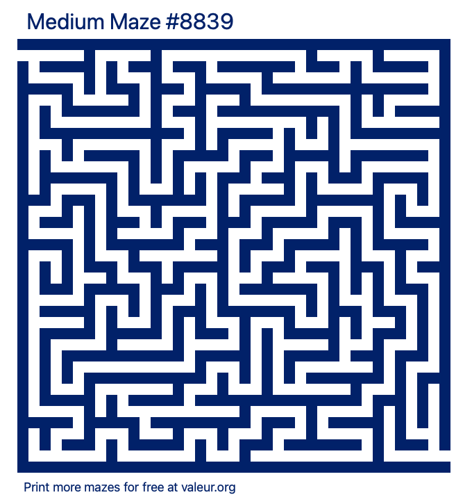 Free Printable Medium Maze number 8839