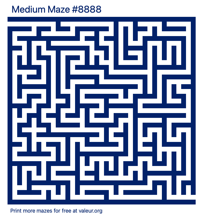 Free Printable Medium Maze number 8888