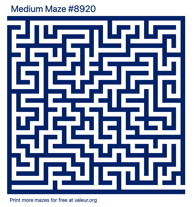 Free Printable Medium Maze number 8920