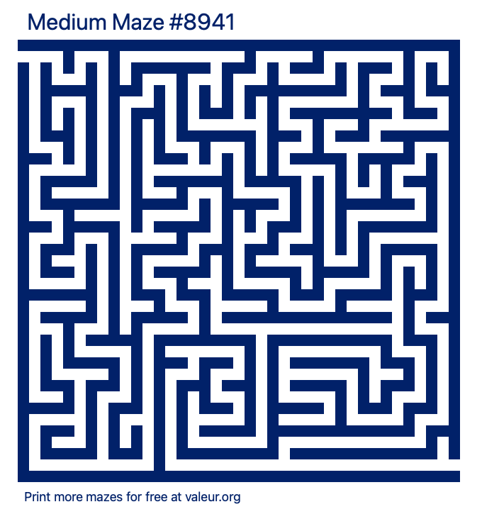 Free Printable Medium Maze number 8941