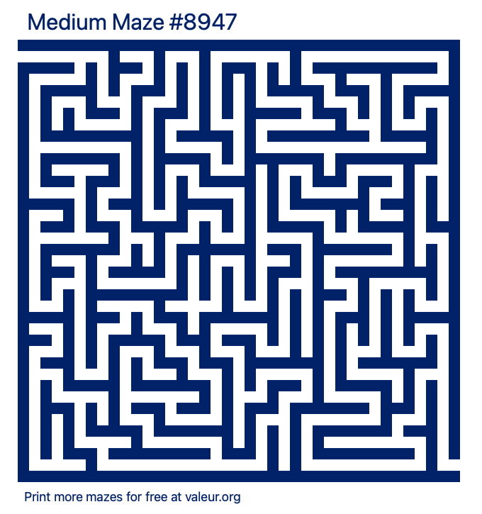 Free Printable Medium Maze number 8947