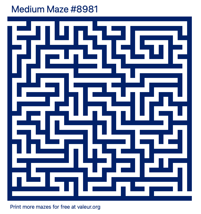 Free Printable Medium Maze number 8981
