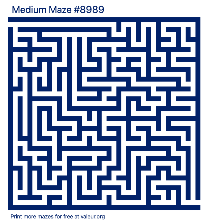 Free Printable Medium Maze number 8989