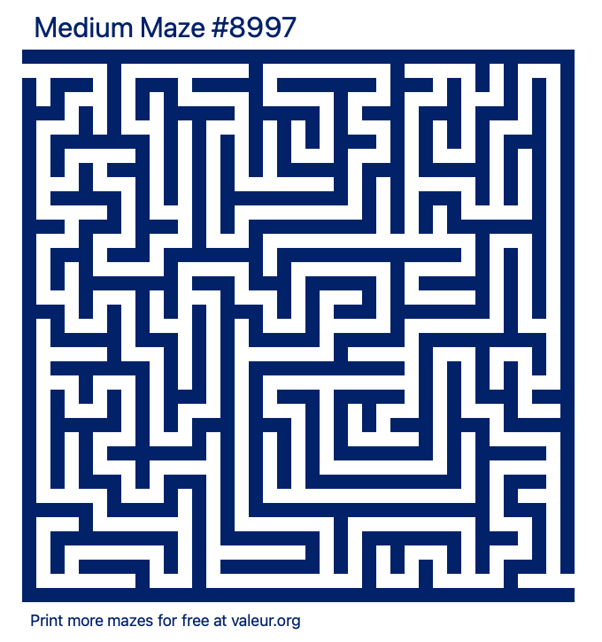 Free Printable Medium Maze number 8997