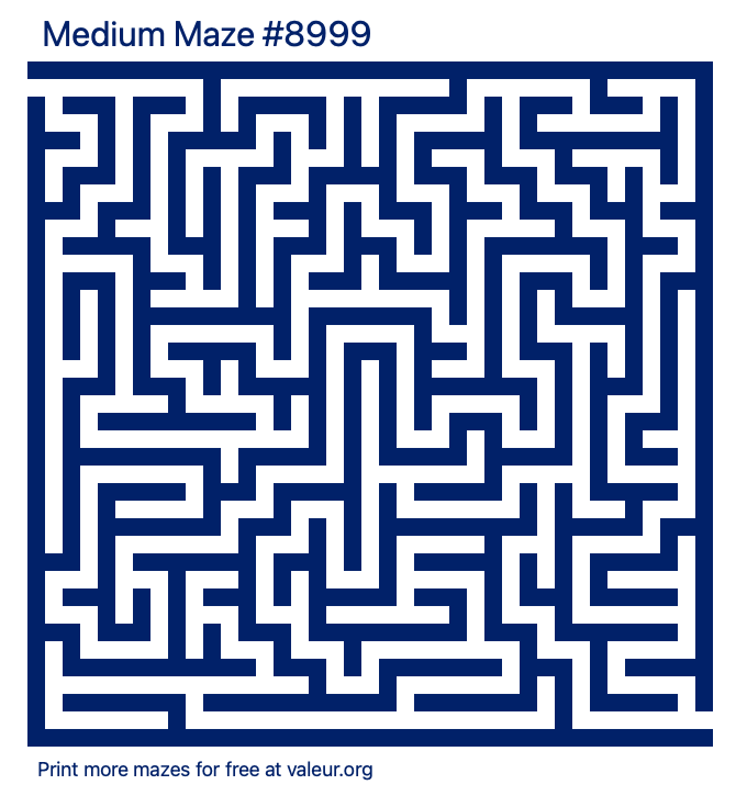 Free Printable Medium Maze number 8999