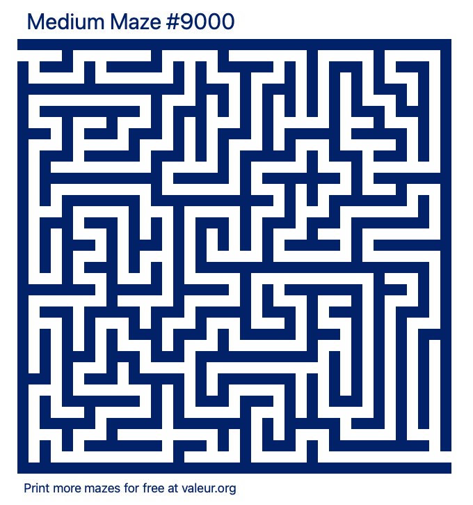 Free Printable Medium Maze number 9000
