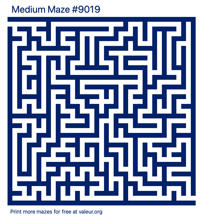 Free Printable Medium Maze number 9019
