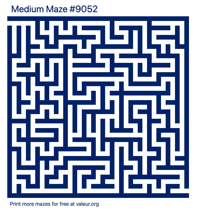 Free Printable Medium Maze number 9052