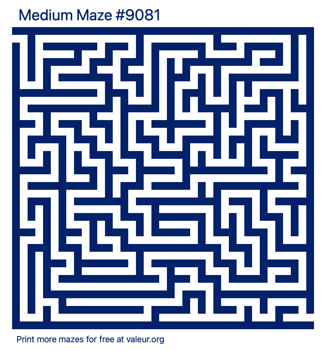 Free Printable Medium Maze number 9081