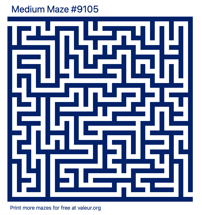 Free Printable Medium Maze number 9105