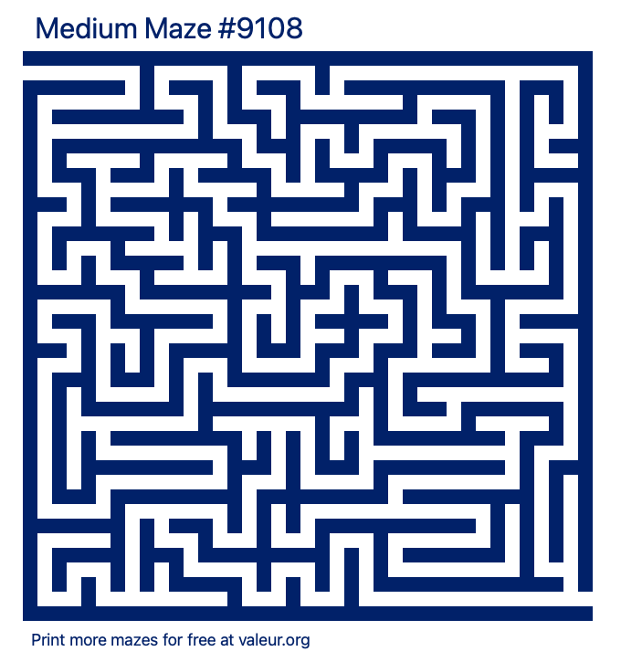Free Printable Medium Maze number 9108