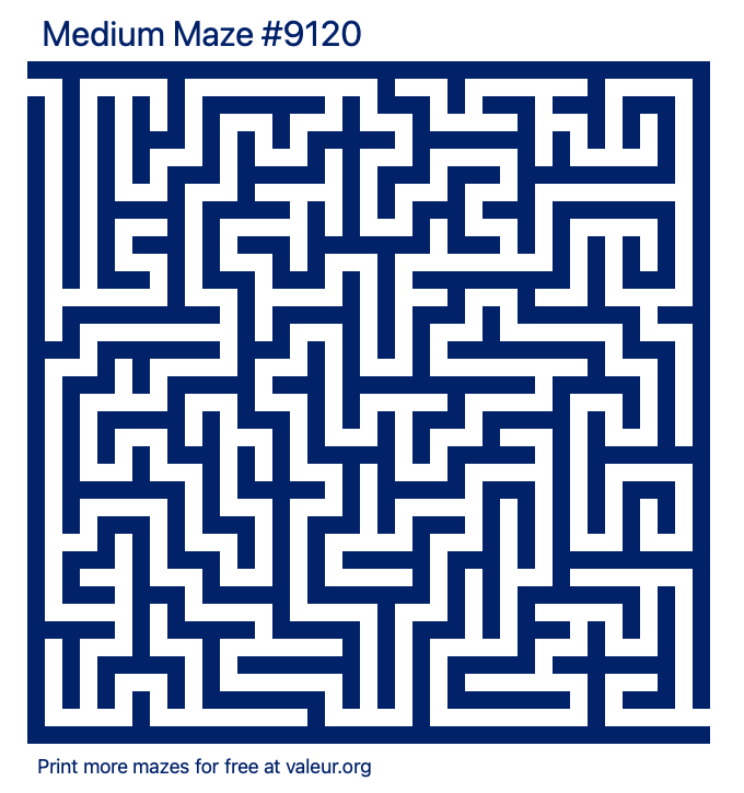 Free Printable Medium Maze number 9120