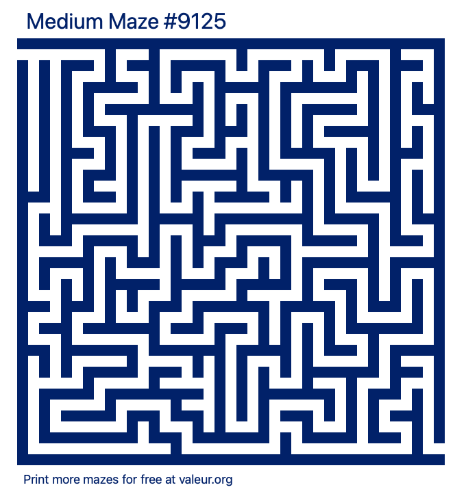 Free Printable Medium Maze number 9125