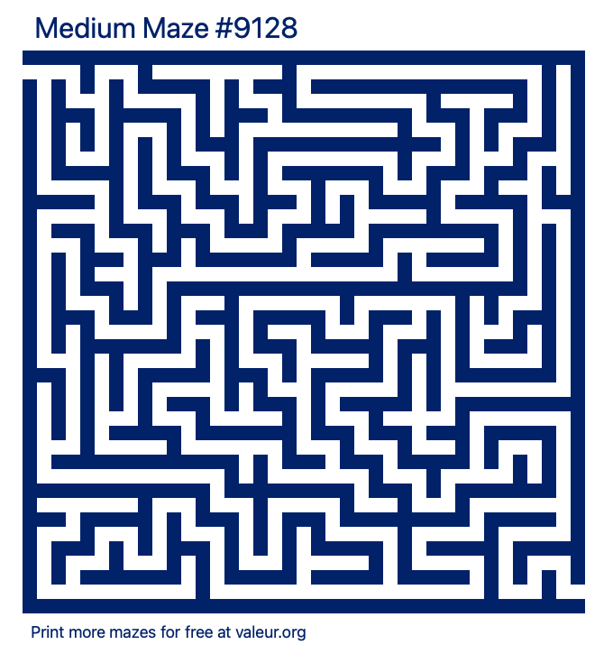 Free Printable Medium Maze number 9128