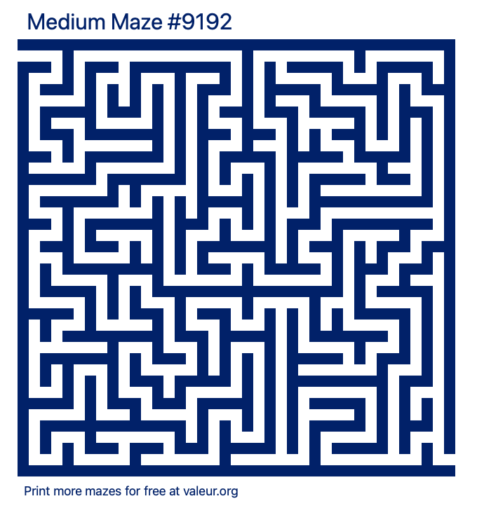Free Printable Medium Maze number 9192