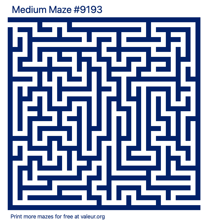 Free Printable Medium Maze number 9193