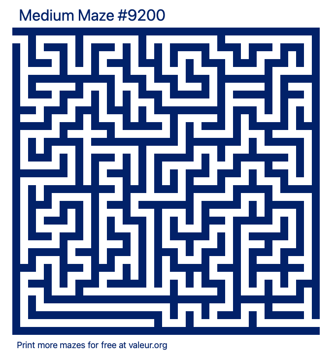 Free Printable Medium Maze number 9200