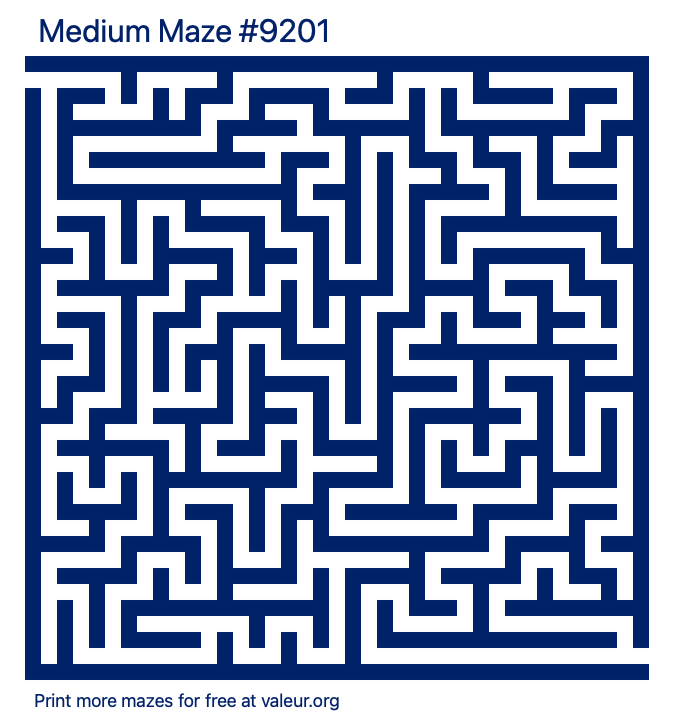 Free Printable Medium Maze number 9201