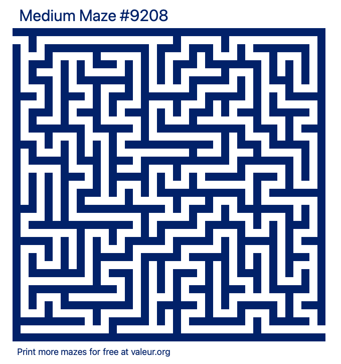 Free Printable Medium Maze number 9208