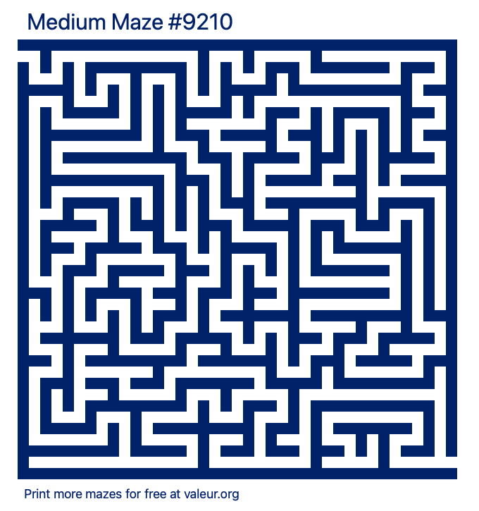 Free Printable Medium Maze number 9210