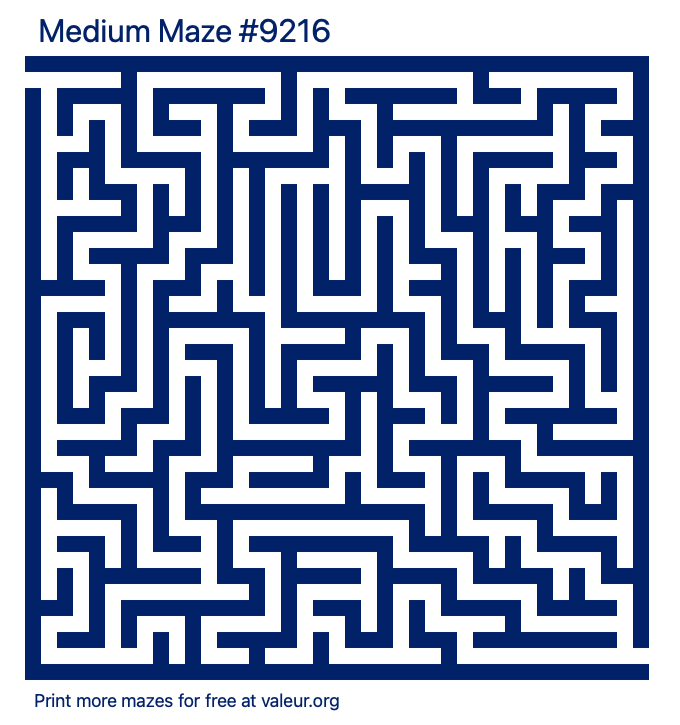 Free Printable Medium Maze number 9216