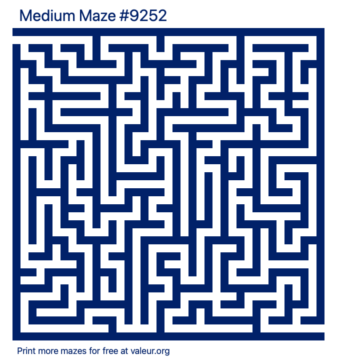 Free Printable Medium Maze number 9252