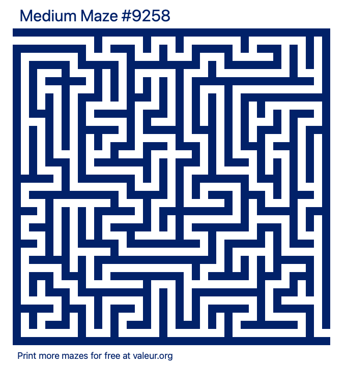 Free Printable Medium Maze number 9258