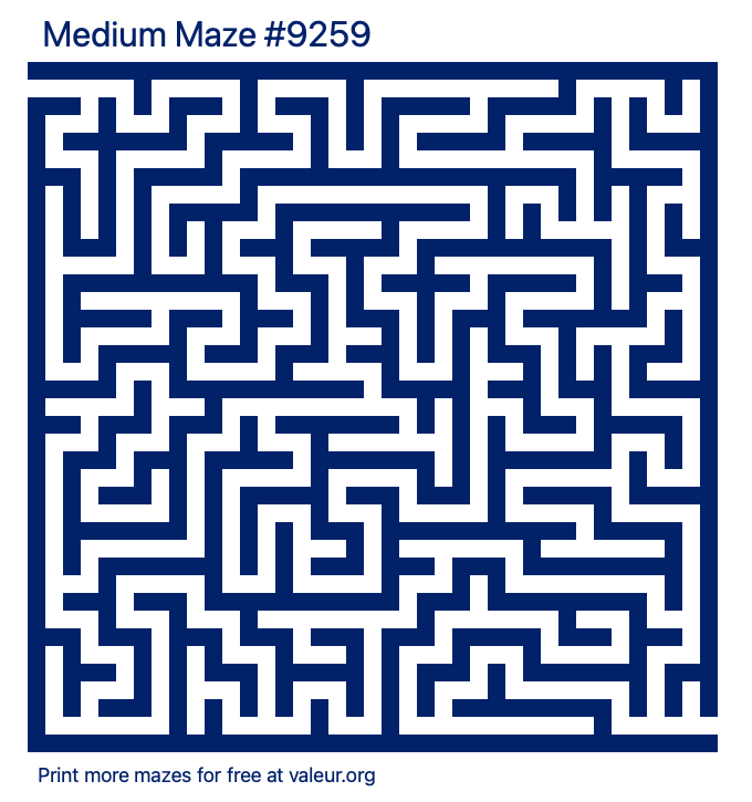 Free Printable Medium Maze number 9259