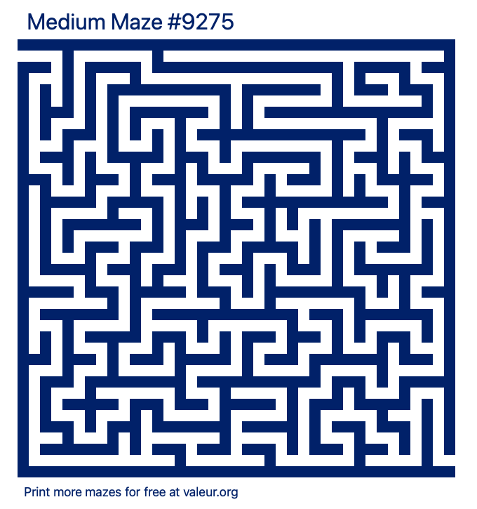 Free Printable Medium Maze number 9275