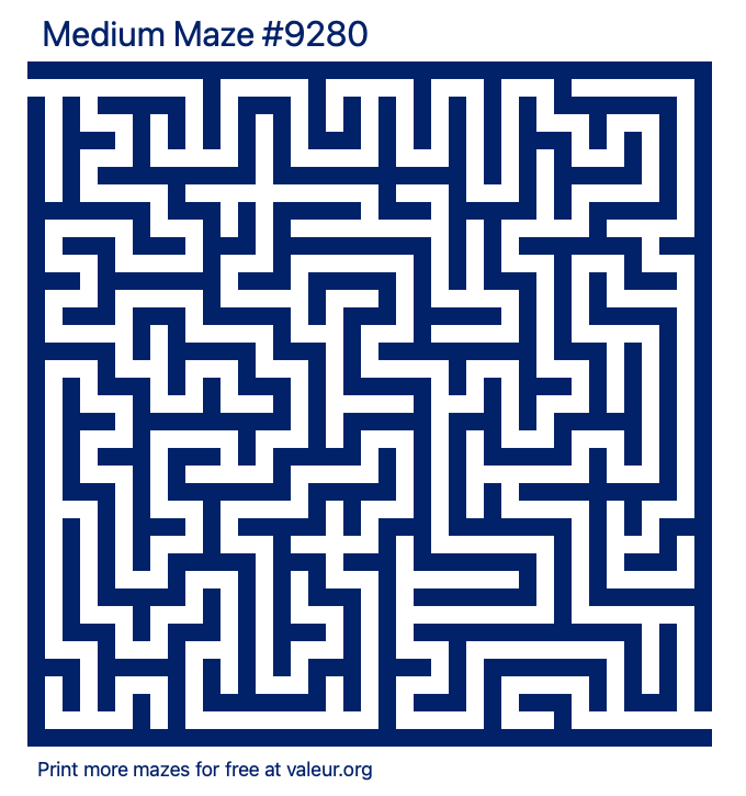 Free Printable Medium Maze number 9280