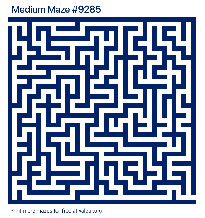 Free Printable Medium Maze number 9285