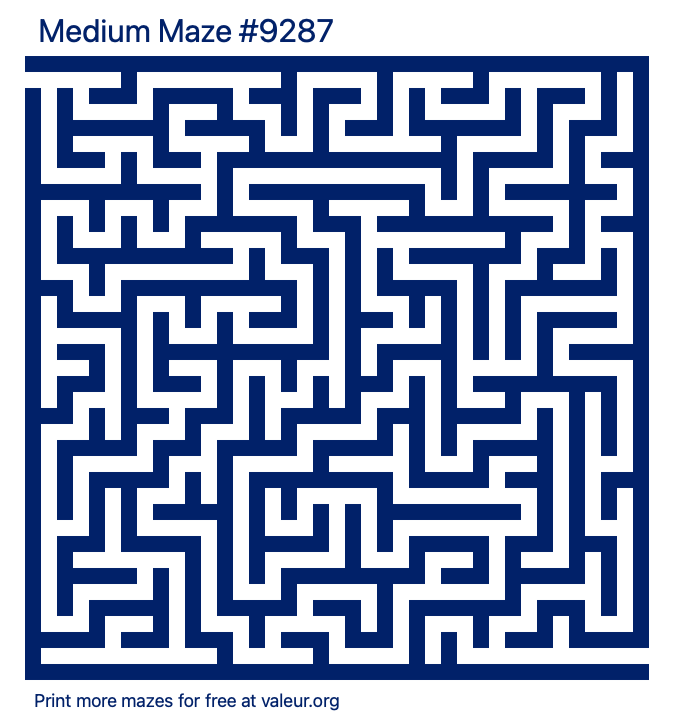 Free Printable Medium Maze number 9287