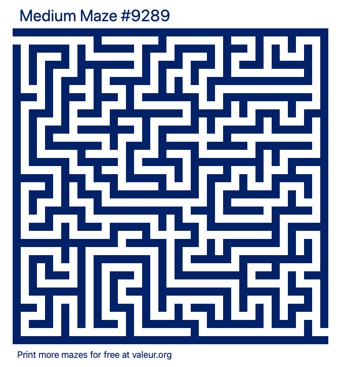 Free Printable Medium Maze number 9289