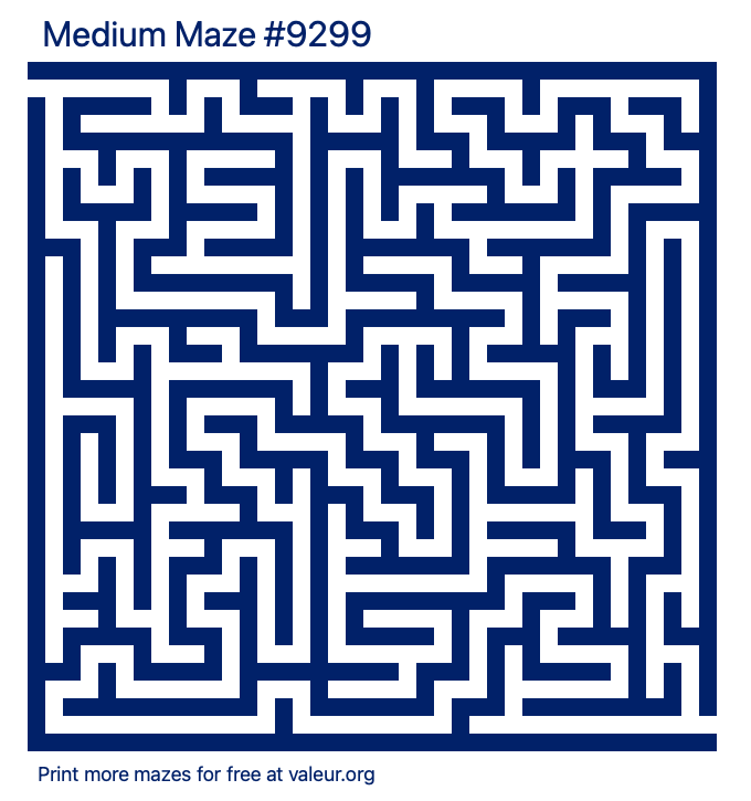 Free Printable Medium Maze number 9299