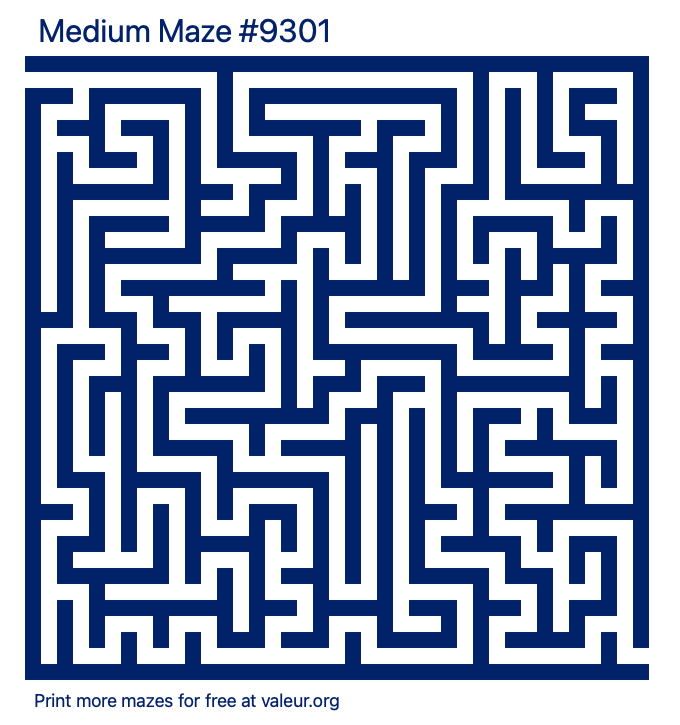 Free Printable Medium Maze number 9301