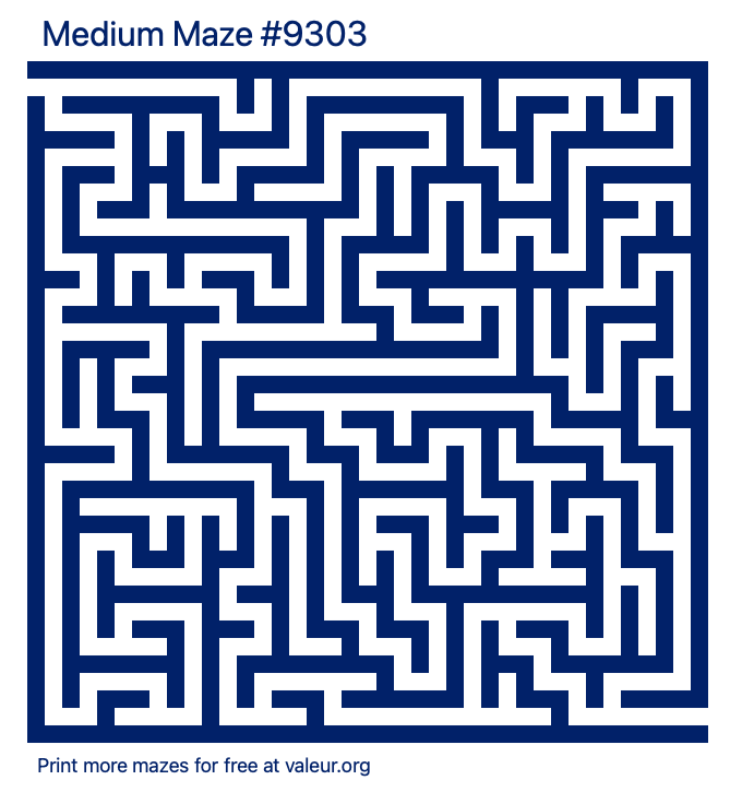 Free Printable Medium Maze number 9303