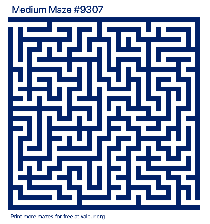Free Printable Medium Maze number 9307