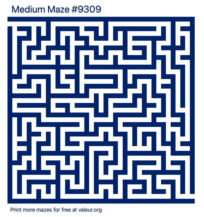 Free Printable Medium Maze number 9309