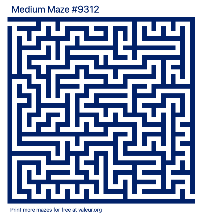 Free Printable Medium Maze number 9312
