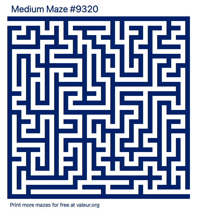 Free Printable Medium Maze number 9320